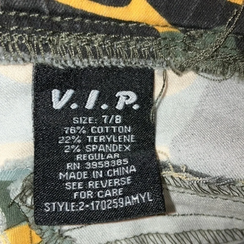 V.I.P. Size 7/8 cargo pants with drawstring, pockets, elastic ankles, camo